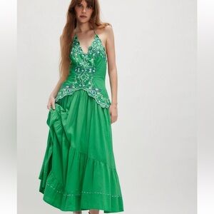 FREE PEOPLE NWT Valenciana Green Midi Dress